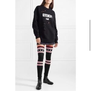 Givenchy Storm Rubber Rib Knit Thigh High Sock Boots Stars Stripe Sz 39